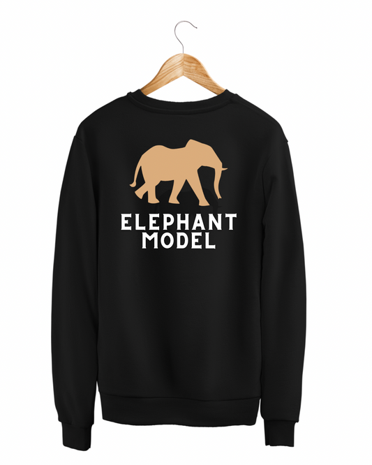 Black Elephant Model Sweatshirts Gold Logo