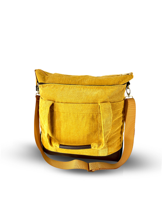 Yellow corduroy crossbody bag