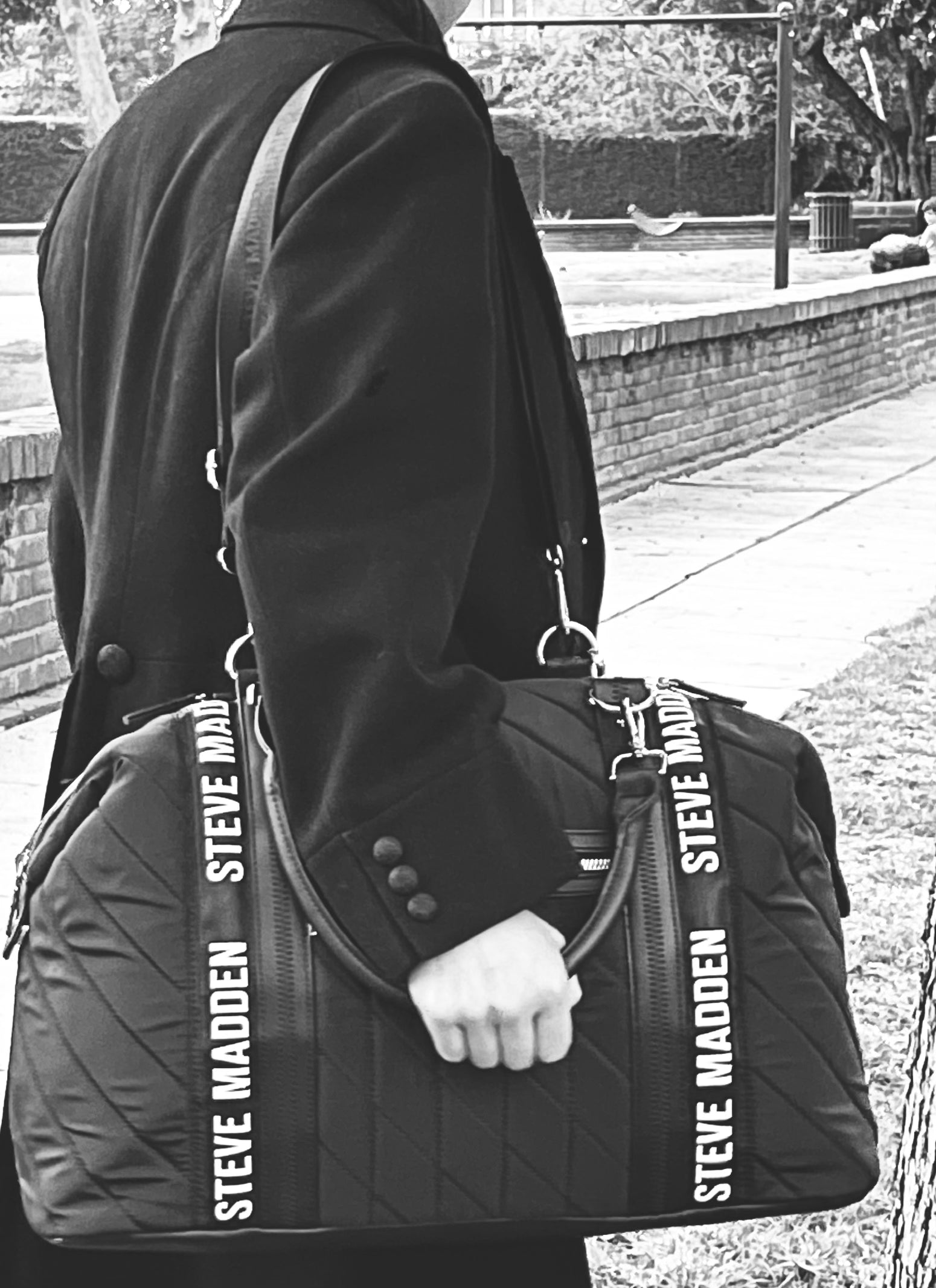Steve Madden Quilted Nylon Weekend Bag in Black